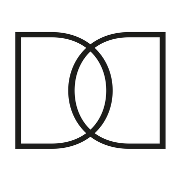 Black DUFT logo with intersecting square and circle on a blank background